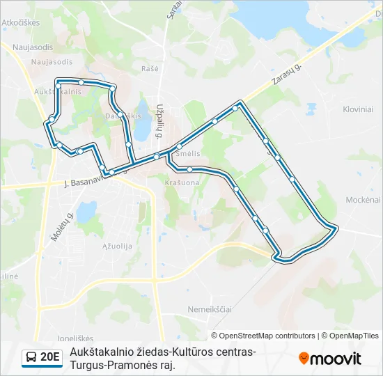 Автобус 20E: карта маршрута