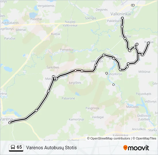 Автобус 65: карта маршрута