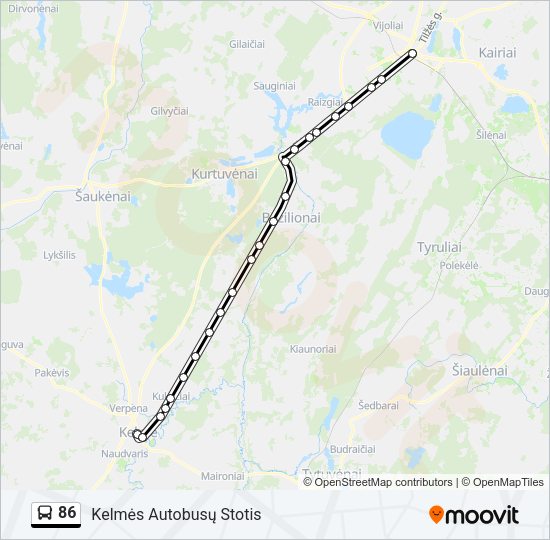 Автобус 86: карта маршрута