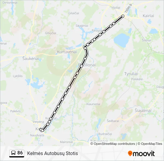 Автобус 86: карта маршрута