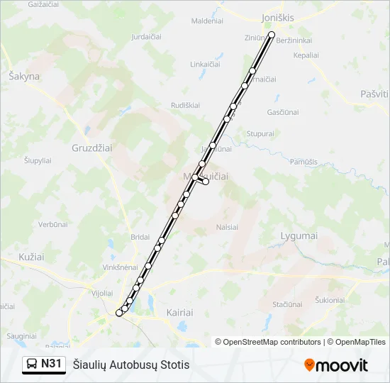 N31 Bus Line Map