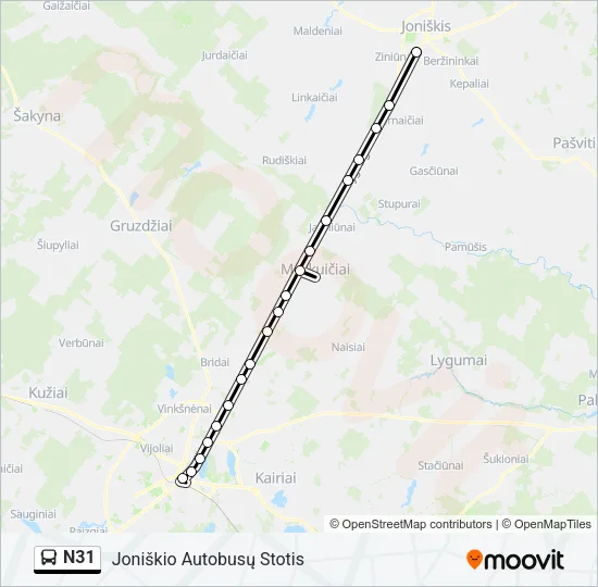 N31 Bus Line Map