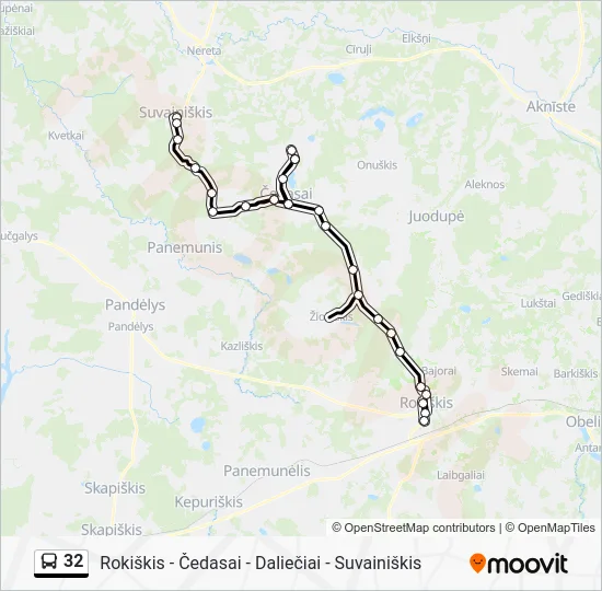 Автобус 32: карта маршрута