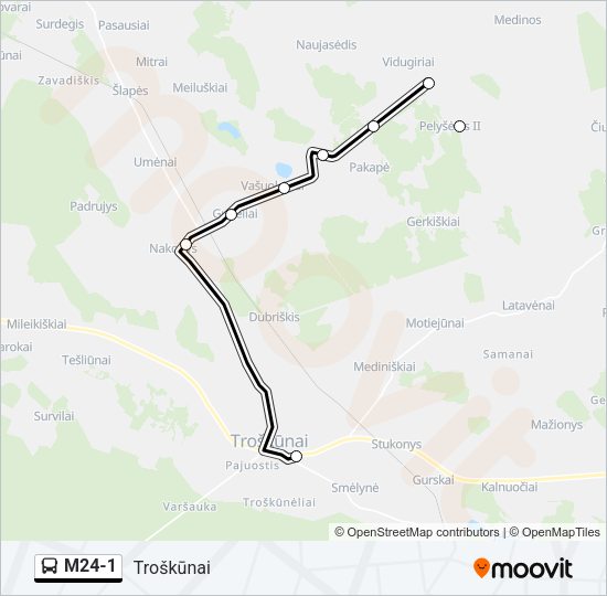 Автобус M24-1: карта маршрута