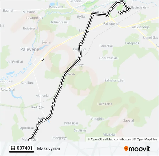 Автобус 007401: карта маршрута
