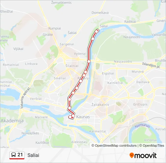 Автобус 21: карта маршрута