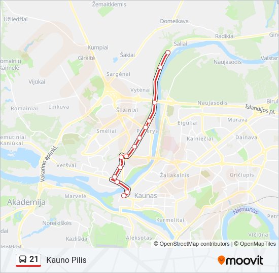 Автобус 21: карта маршрута