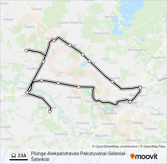 Автобус 23A: карта маршрута
