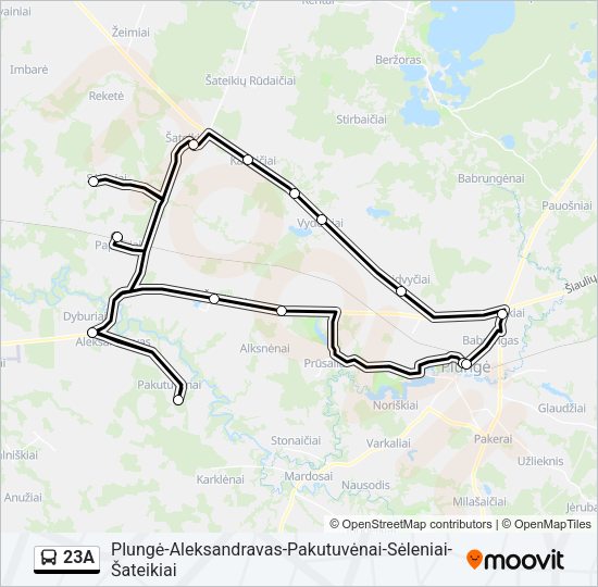 Автобус 23A: карта маршрута