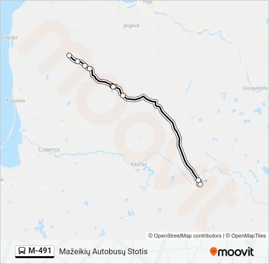 M-491 Bus Line Map