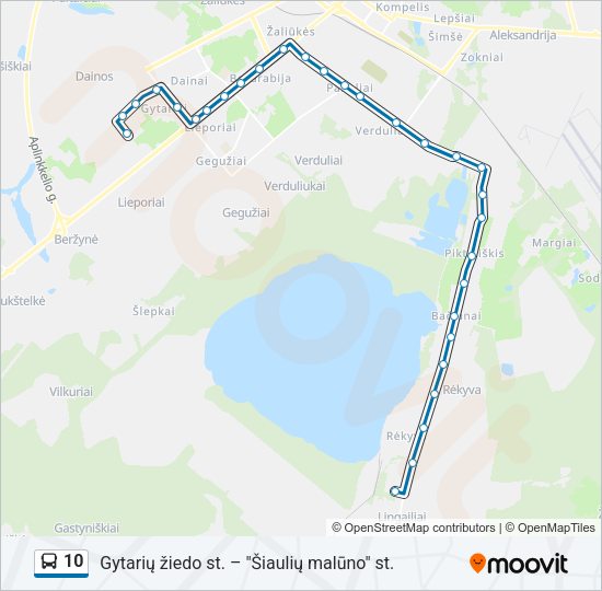 10 autobusas kelionės žemėlapis