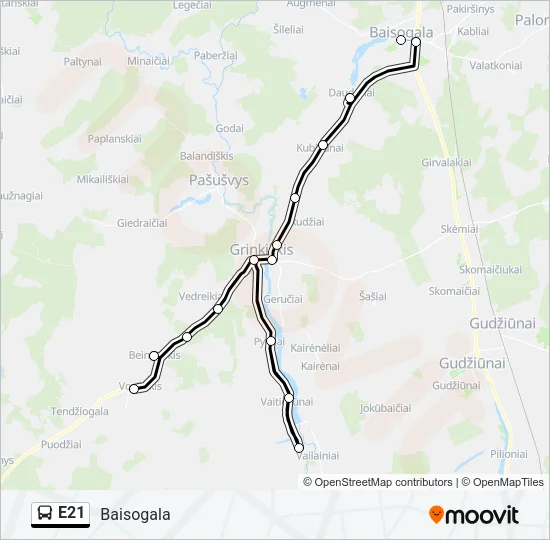 E21 Bus Line Map