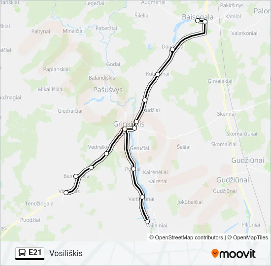 E21 Bus Line Map