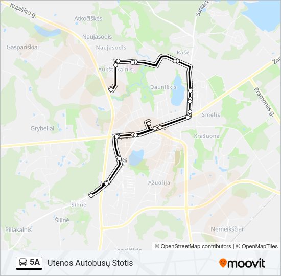 Автобус 5A: карта маршрута