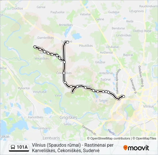 101A Bus Line Map