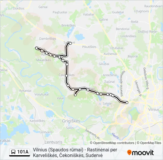 101A Bus Line Map