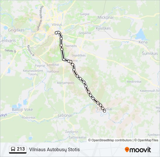 Автобус 213: карта маршрута