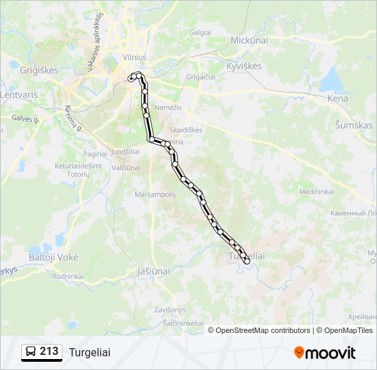 Автобус 213: карта маршрута
