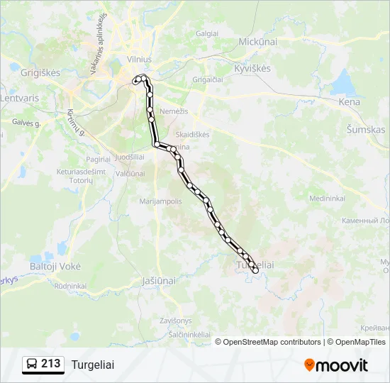 Автобус 213: карта маршрута