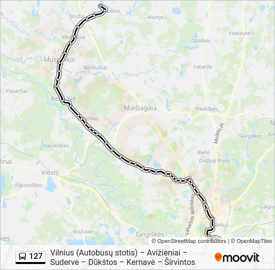 Автобус 127: карта маршрута