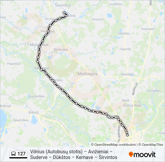Автобус 127: карта маршрута