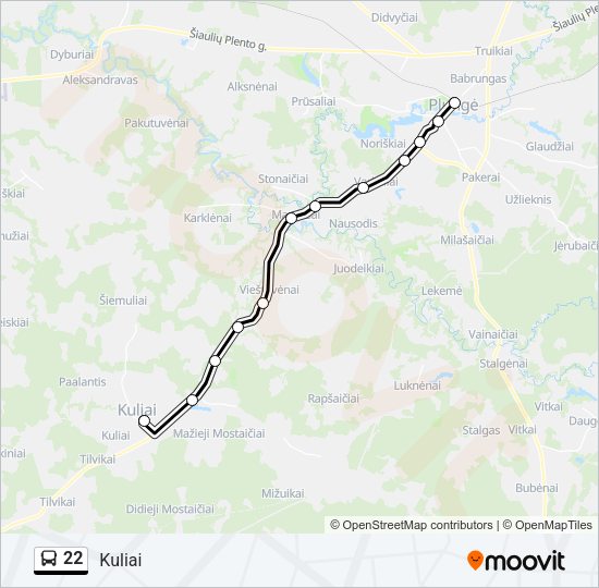 Автобус 22: карта маршрута
