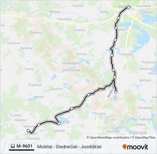 Автобус M-9601: карта маршрута