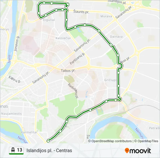 13 Trolleybus Line Map