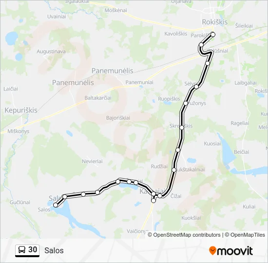 Автобус 30: карта маршрута