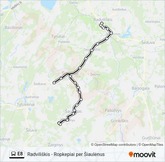 E8 Bus Line Map