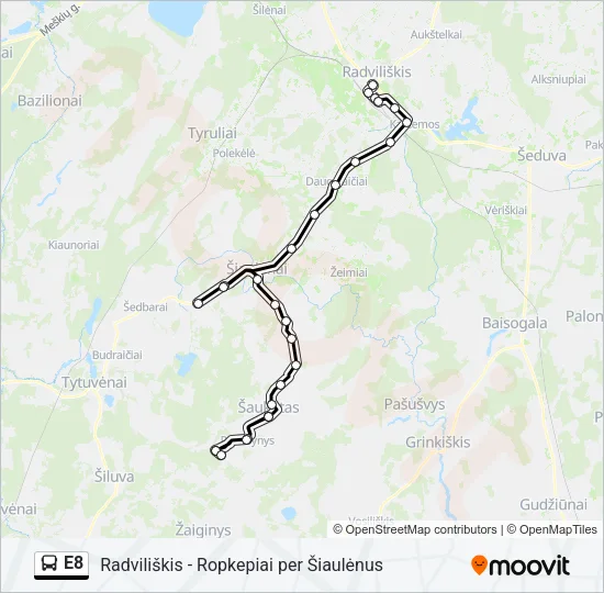 E8 Bus Line Map