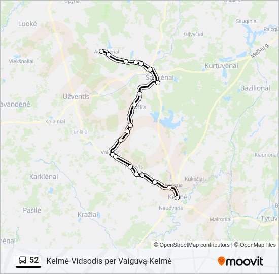 Автобус 52: карта маршрута