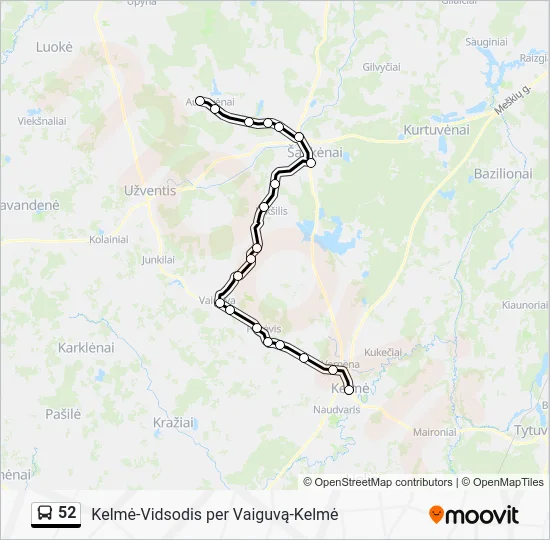 Автобус 52: карта маршрута