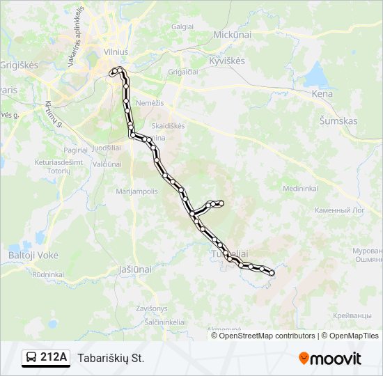 Автобус 212A: карта маршрута