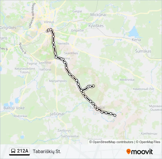 212A Bus Line Map