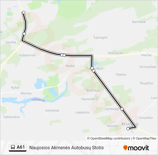 Автобус A61: карта маршрута