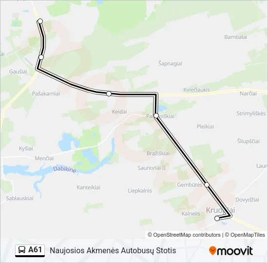 A61 Bus Line Map