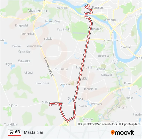 Автобус 6B: карта маршрута