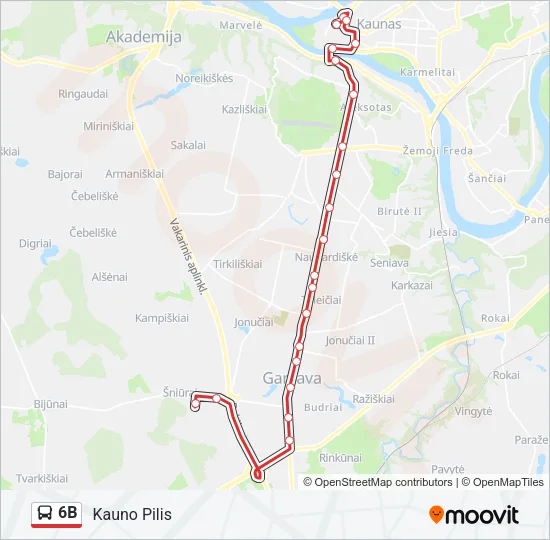 Автобус 6B: карта маршрута
