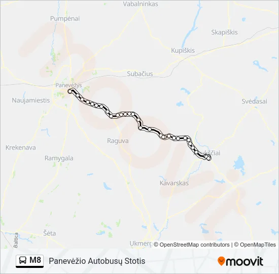 M8 Bus Line Map