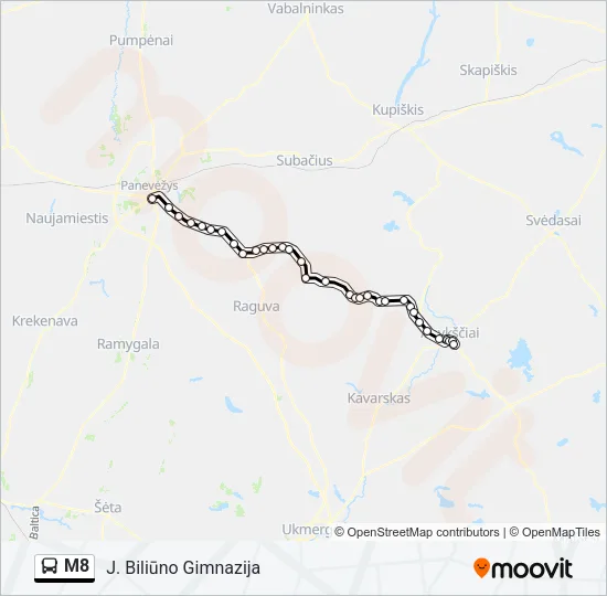 M8 Bus Line Map