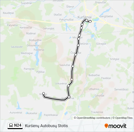 Автобус N24: карта маршрута