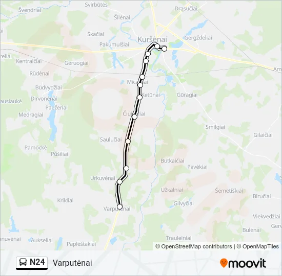 Автобус N24: карта маршрута