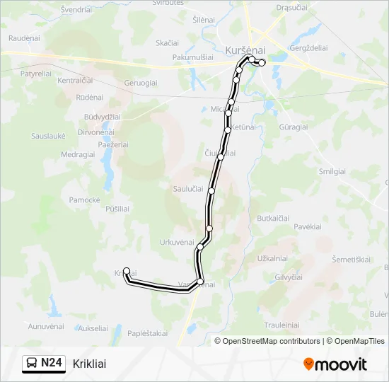 Автобус N24: карта маршрута