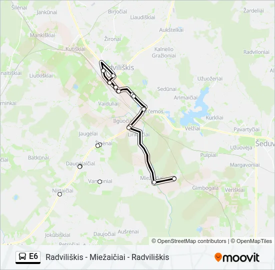 E6 Bus Line Map