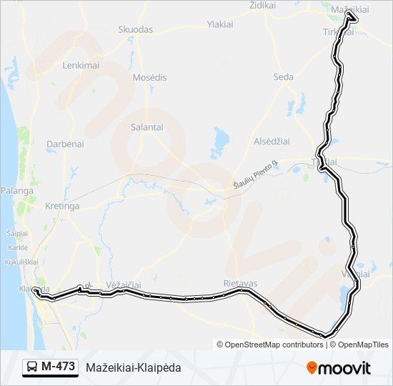 M-473 autobusas kelionės žemėlapis