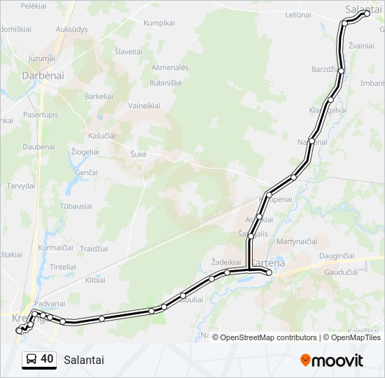 Автобус 40: карта маршрута