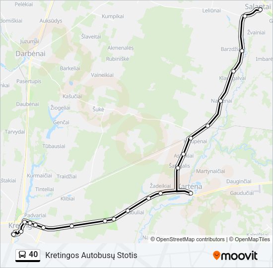 Автобус 40: карта маршрута