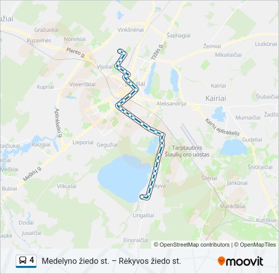 4 autobusas kelionės žemėlapis