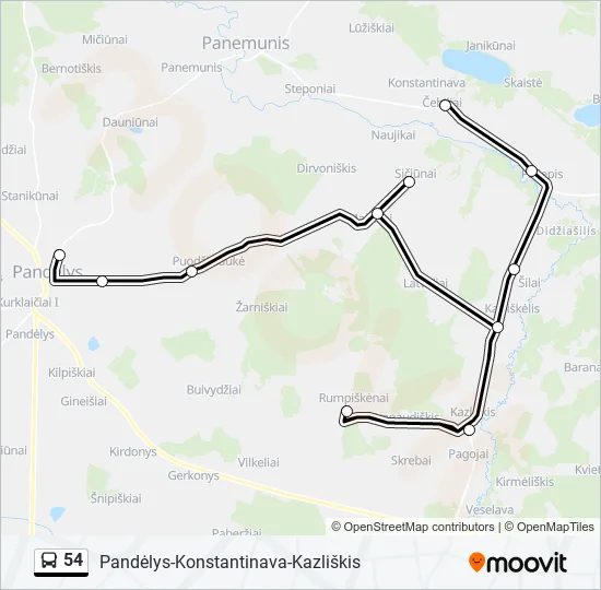 54 Bus Line Map